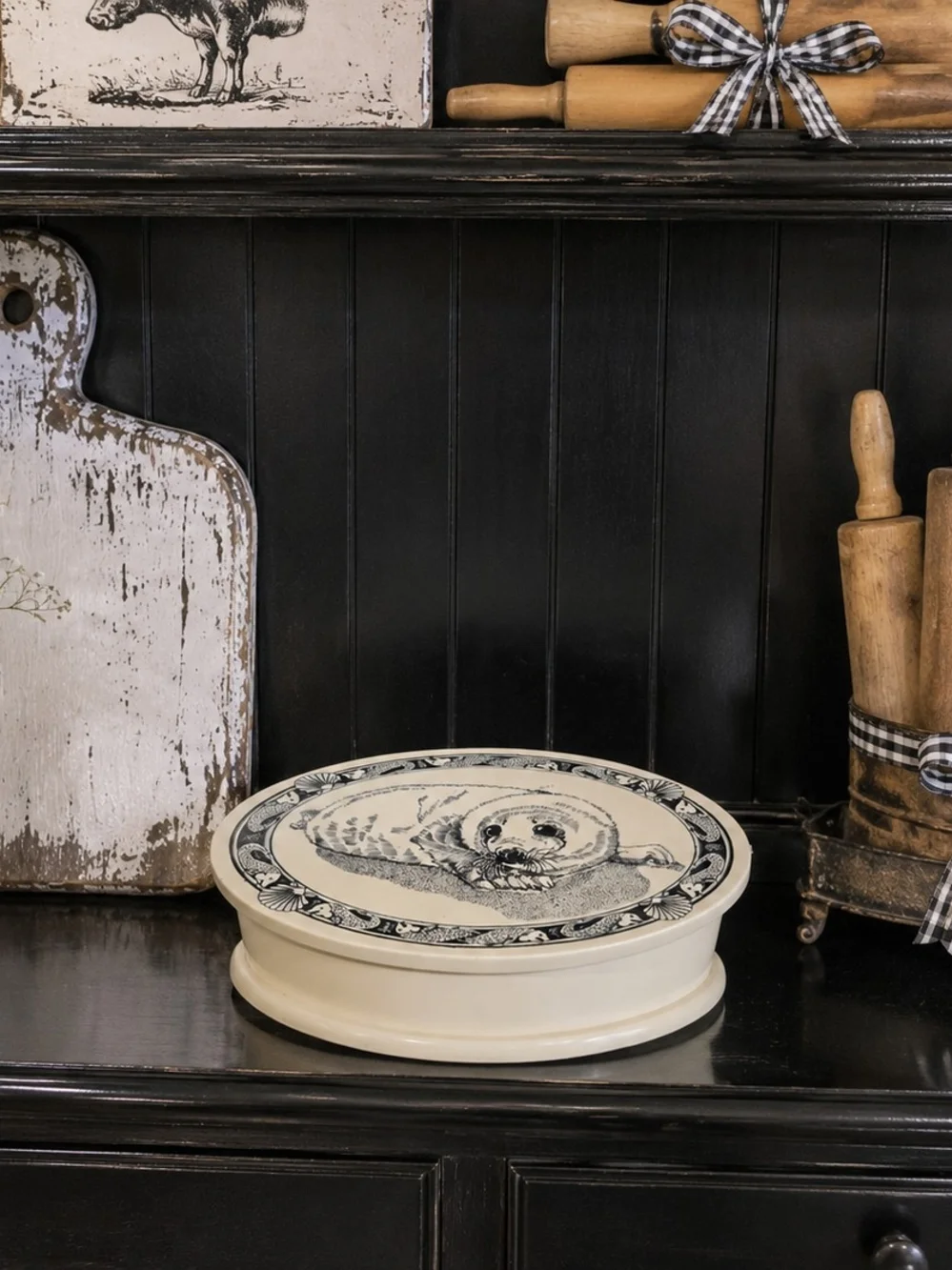 Vintage Seal Trinket Box Black & White Nautical Coastal Keepsake Box